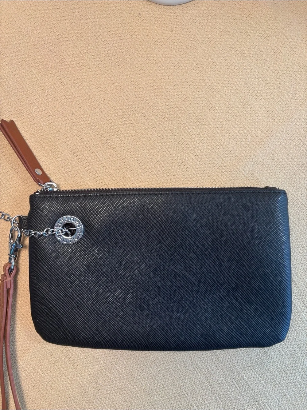 Nautica Black Vegan Wristlet Clutch w/ Multicolored Tassel NWOT